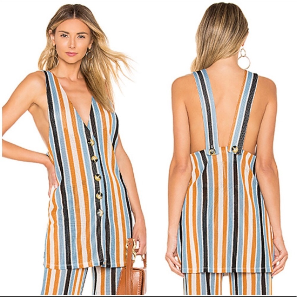 Free People Bridget Stripe Tank Top Mustard